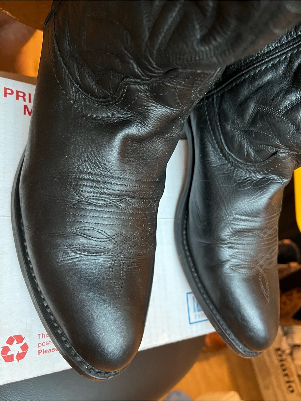 Laredo Black Leather Western Cowboy Boots size 11D
